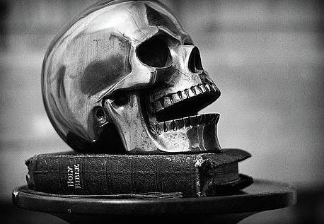 skull with bible